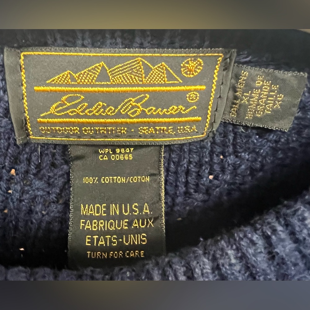 Eddie Bauer- Vintage Sweater - Blue/Teal/Olive,Small hole to repair-shoulder-XL‎ - Picture 2 of 4